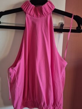 Express Hot Pink High-Neck Sleeveless Tank